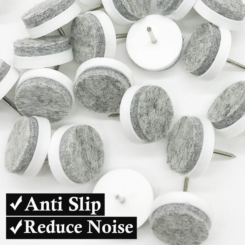 Gutapo 40pcs Round Heavy Duty Nail-on Felt Pad for Furniture Chair Table Leg Feet Floor Protectors Slide Smoothly (White, Pad Diameter 24mm) - Image 3